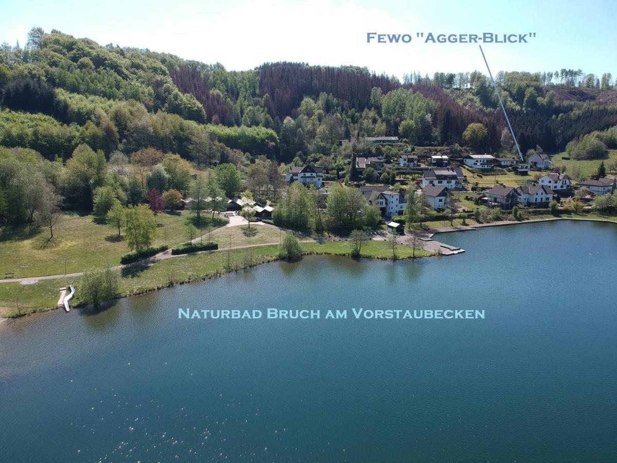 Seeblick-Ferienwohnung Im "Ferienhaus Agger-Blick" Mit Traumhafter Sonnen-Terrasse, Sauna, E-Kamin & Kajak Gummersbach Extérieur photo