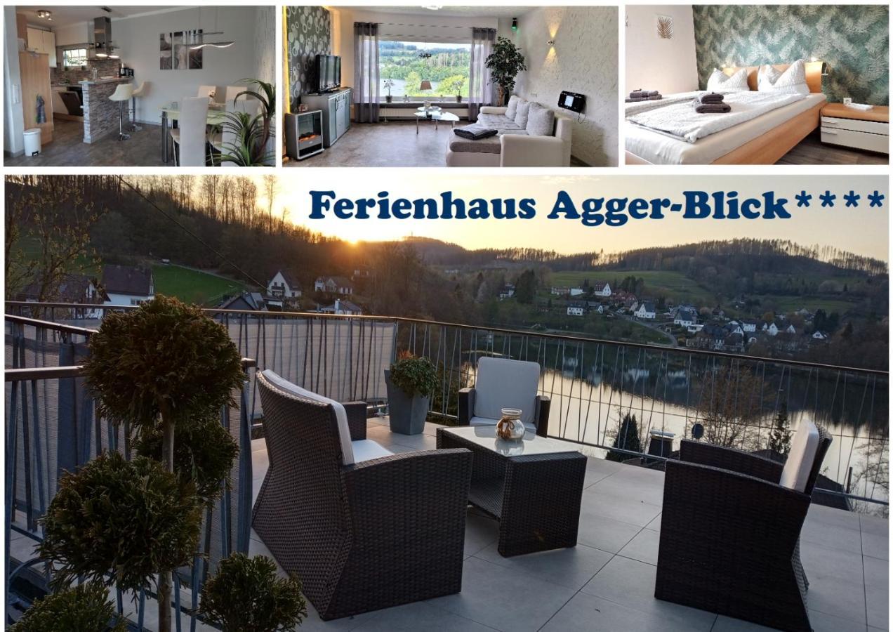 Seeblick-Ferienwohnung Im "Ferienhaus Agger-Blick" Mit Traumhafter Sonnen-Terrasse, Sauna, E-Kamin & Kajak Gummersbach Extérieur photo